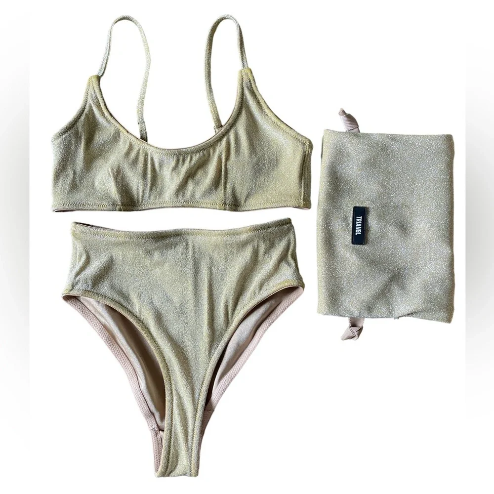 triangl swimwear Glittering Gold High-Waist Bikini Set